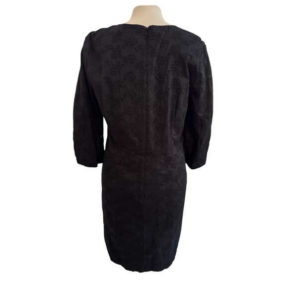 GAP A LINE BALLOON SLEEVE EYELET BLACK DRESS SIZE 14 Tall PREPPY - Picture 10 of 10